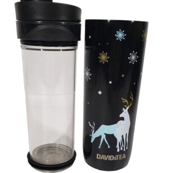 David's Tea Iced Tea Press Winter Pattern 16 Ounce Travel Cup - Picture 13 of 13